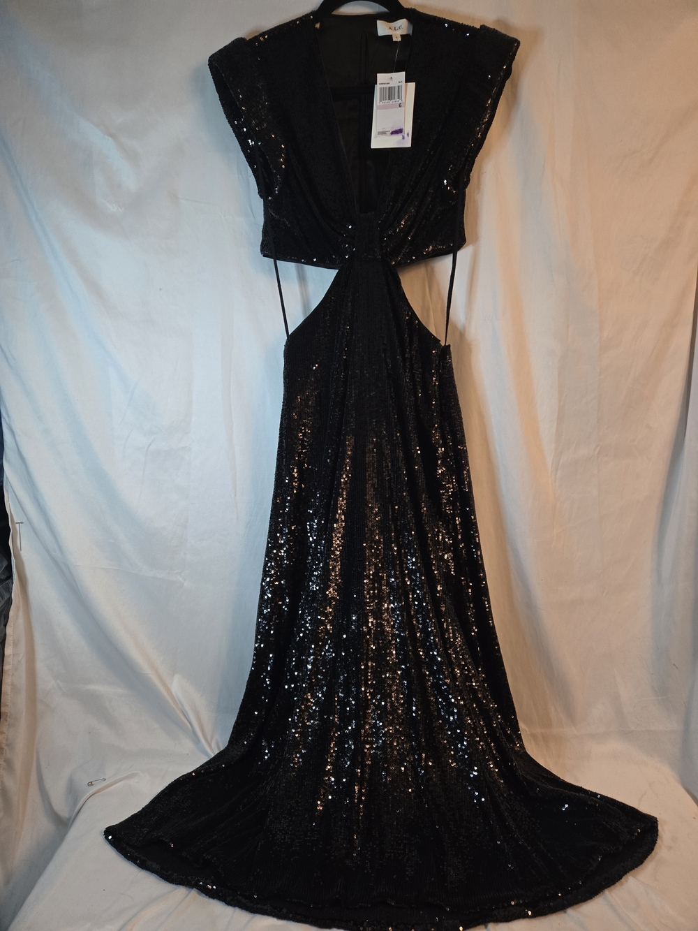 A.L.C. Black Sequin Cutout Evening Gown